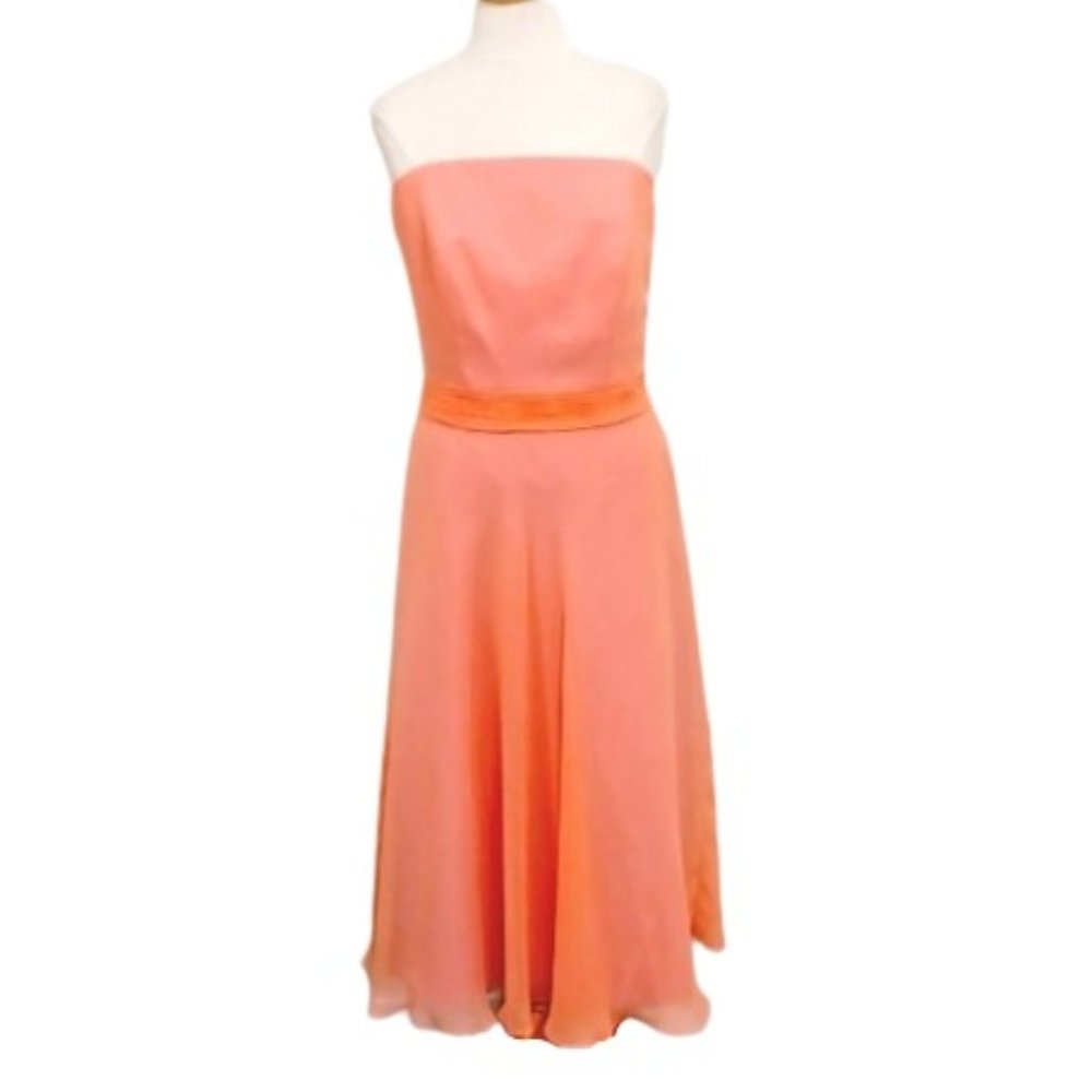 B2 "Tangerine"/Mauve Strapless 2 Tone Chiffon Dress NWT- Sz. 12